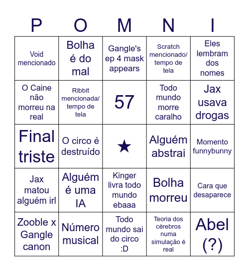 TADC ep 9 Bingo Card