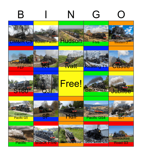 Preserved Steam Locomotives that I would like to ride after Deb will say "Say Goodbye to Micro-Lads, Simple Sentence Structure and Adjectives and Opposites for life" one day Bingo Card