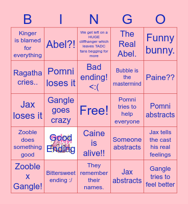 TADC Finale BINGO!! Bingo Card