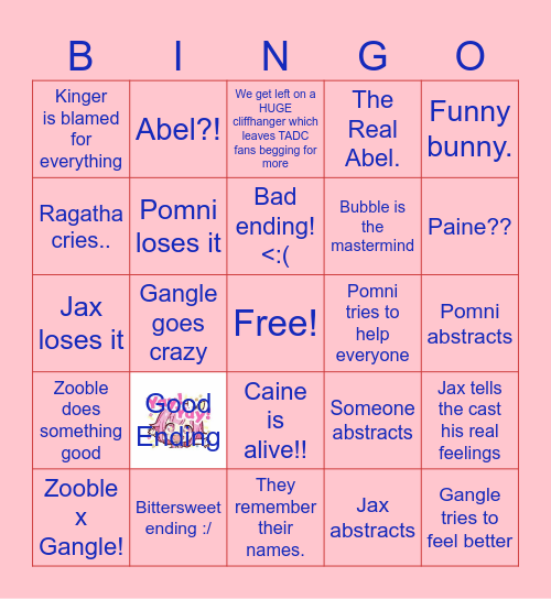 TADC Finale BINGO!! Bingo Card