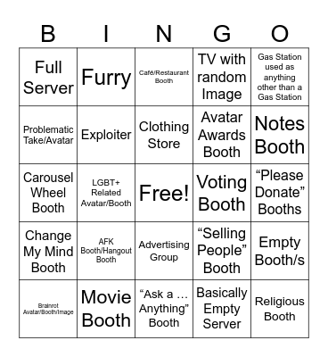 Booth Game Bingo Card