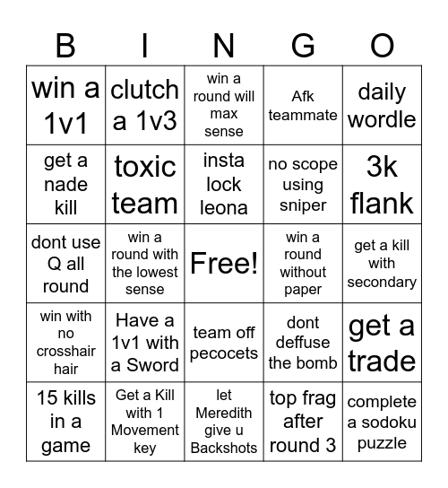 Strinova Connect 4 Bingo Card