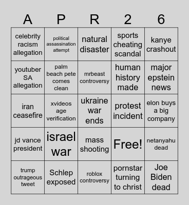APRIL 2026 Bingo Card