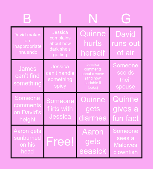Maldives Bingo Card