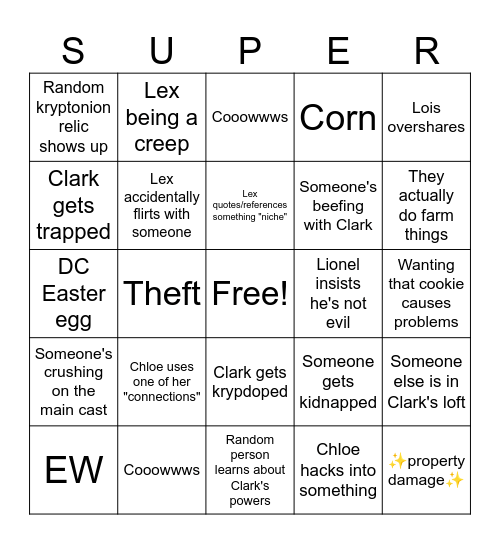 Smallville Bingo Card