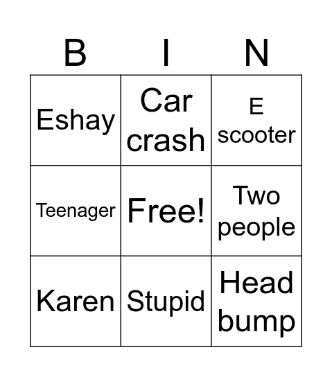 Aussie Fails Bingo Card
