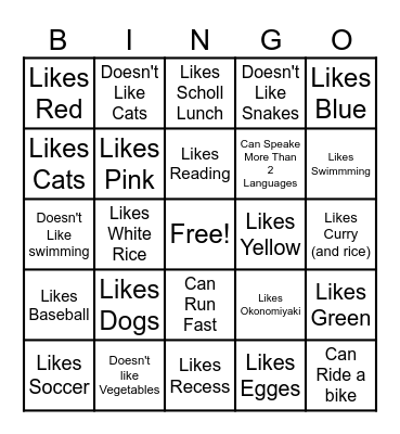 ★ Get To Know You ★ Bingo Card