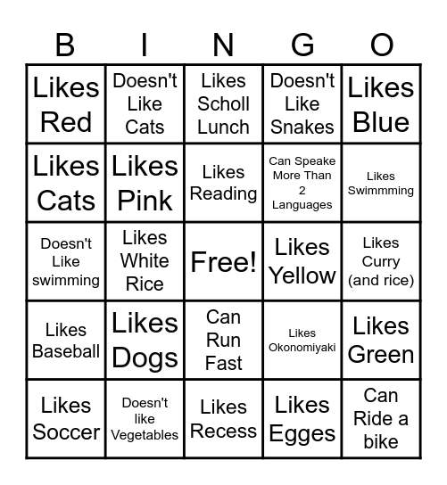 ★ Get To Know You ★ Bingo Card