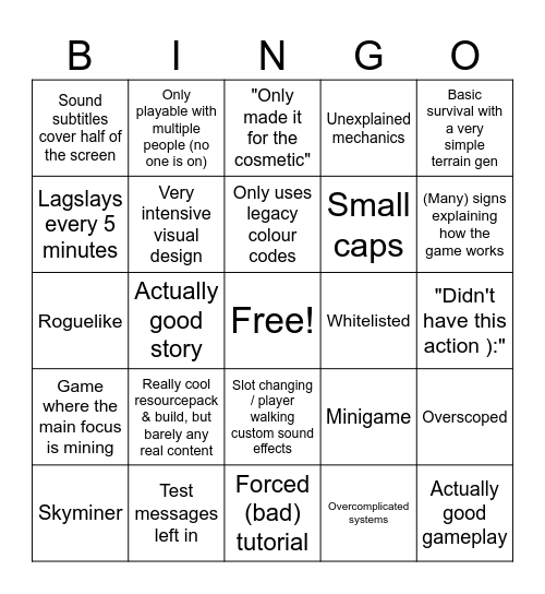 DF GAMEJAM BINGO BOARD Bingo Card