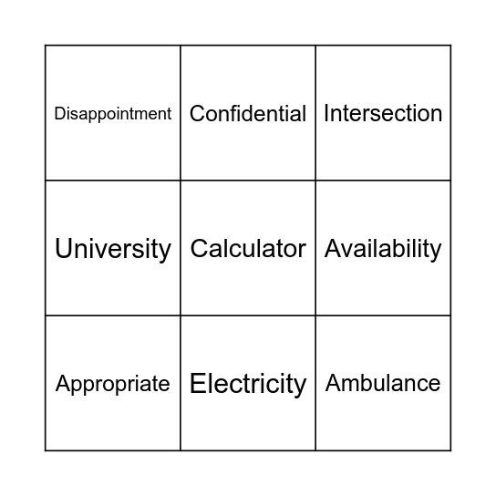 Bingo Card