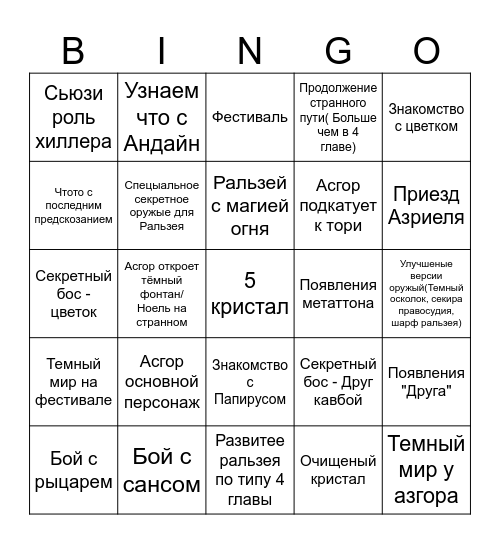 5 ГЛАВА ДЕЛЬТАРУНА Bingo Card