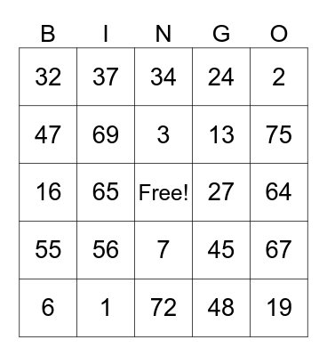 Untitled Bingo Card