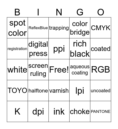 Ink and Paper Bingo Card