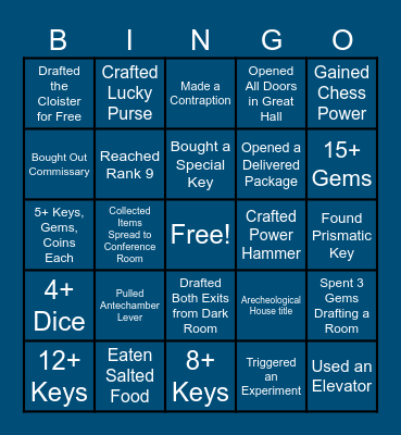 BLUE PRINCE Bingo Card