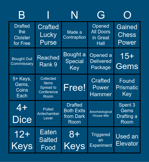 BLUE PRINCE Bingo Card