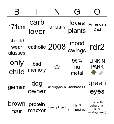 Niamh Bingo Card