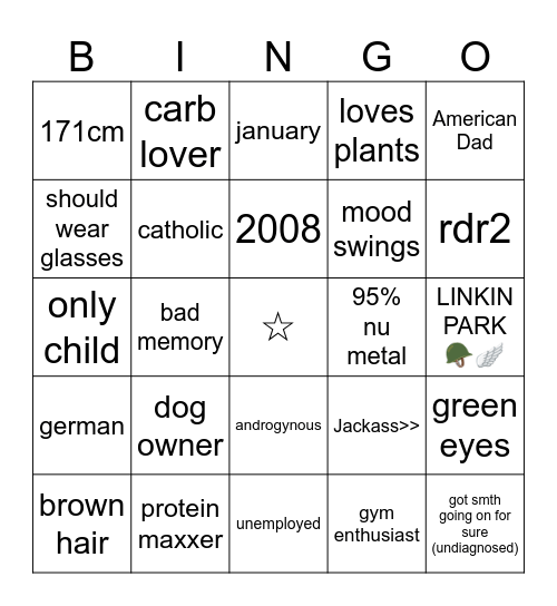 Niamh Bingo Card