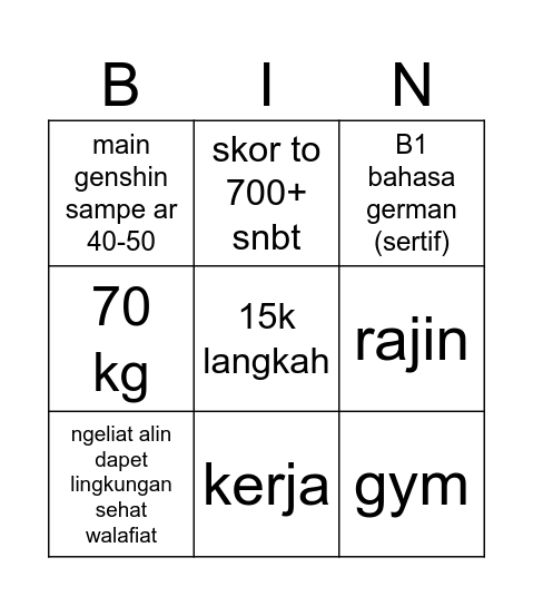 2026 Bingo Card