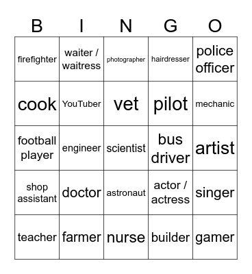 Our Dream Jobs! Bingo Card