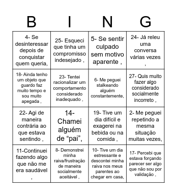 psicanaliga Bingo Card