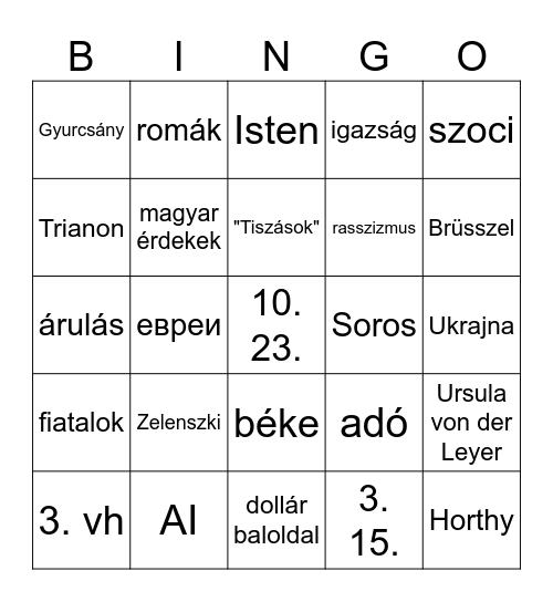 Fidesz bingó Bingo Card