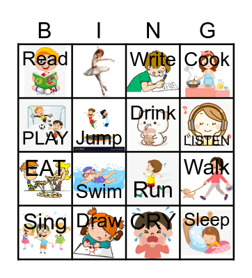 Action verbs! Bingo Card