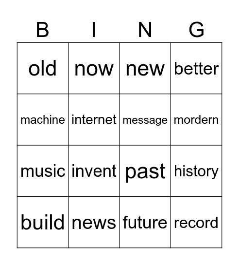 Words Review Bingo Card