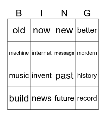 Words Review Bingo Card