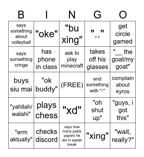 Can I bingo jayden? Bingo Card