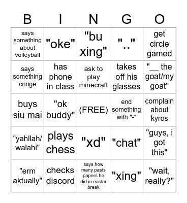 Can I bingo jayden? Bingo Card