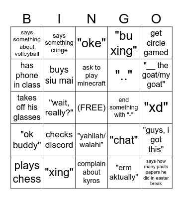 Can I bingo jayden? Bingo Card