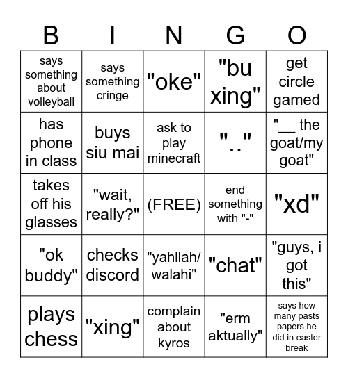 Can I bingo jayden? Bingo Card
