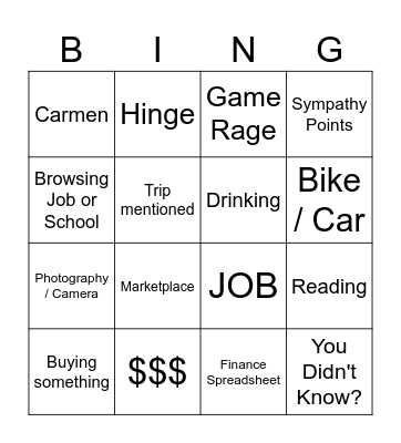 gay snuffles Bingo Card