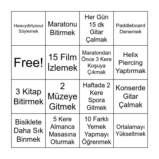 Güneş Bingo Card
