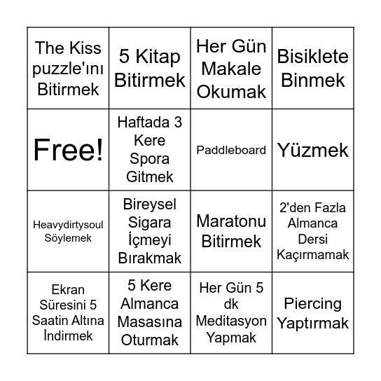 Zeynep Bingo Card