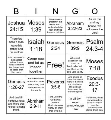 Old Testament - 1st Semester Bingo Card