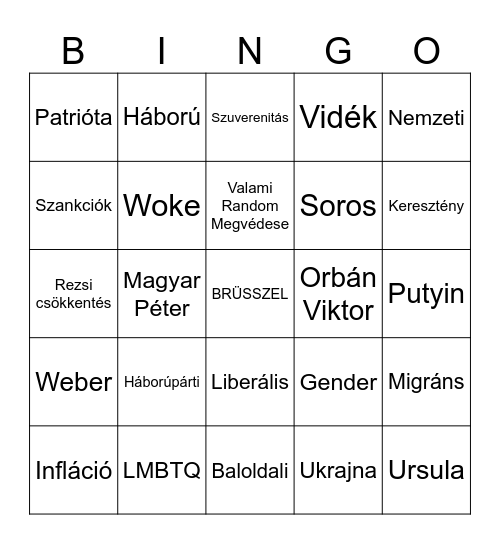Választás 2026 Bingo Card