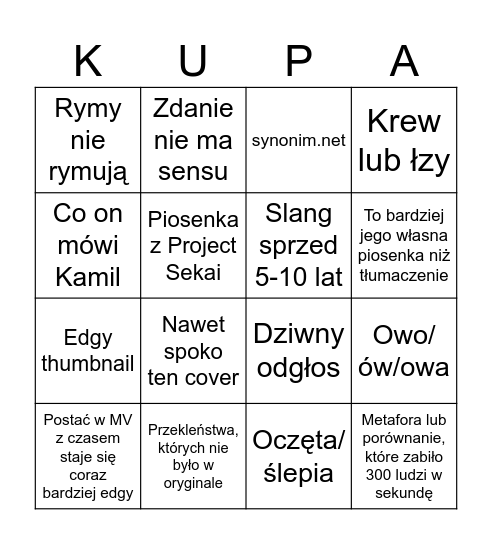 Dżordan Forester Cover Bingo Card