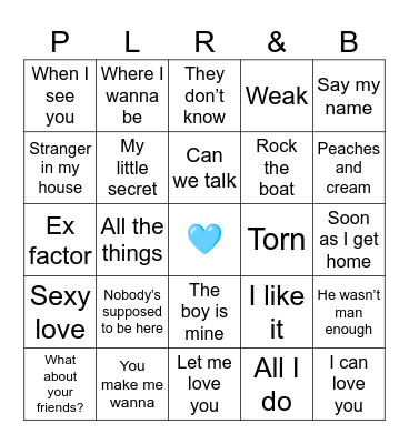 PLR&B Bingo Card