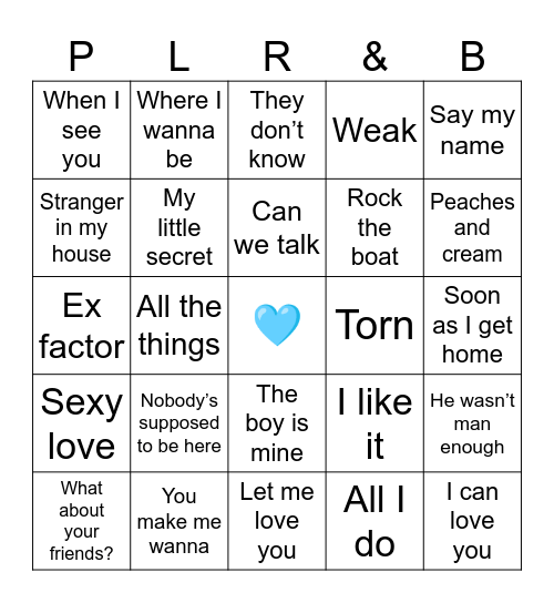 PLR&B Bingo Card