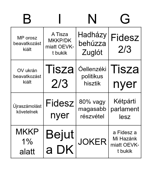 2026 BONGÓ Bingo Card