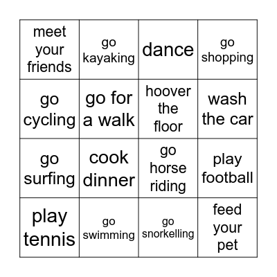 Are you going to...? Bingo Card