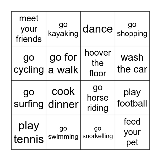 Are you going to...? Bingo Card