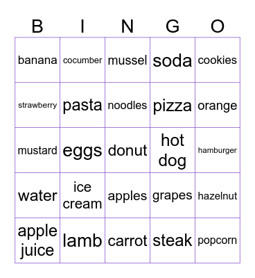 FOOD FOOD FOOD FOOD FOOD FOOD FOOD Bingo Card