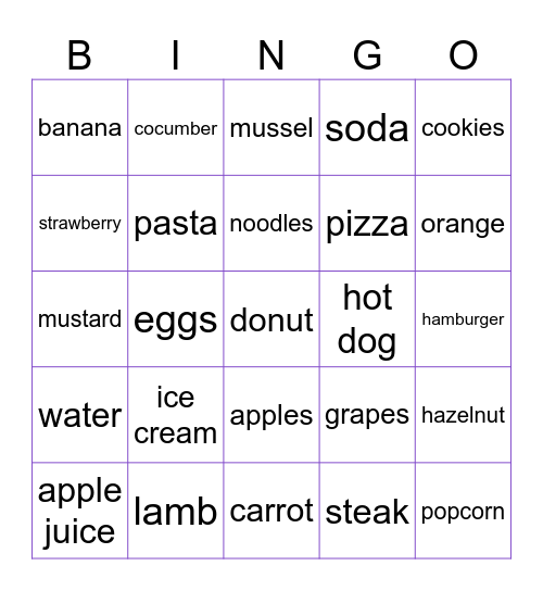 FOOD FOOD FOOD FOOD FOOD FOOD FOOD Bingo Card