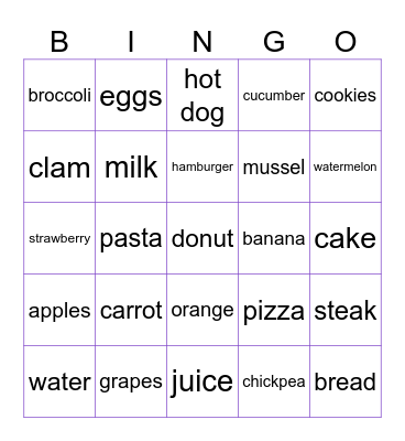 FOOD FOOD FOOD FOOD FOOD FOOD FOOD Bingo Card