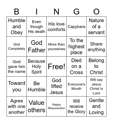 Value Others More than Yourself Bingo Card