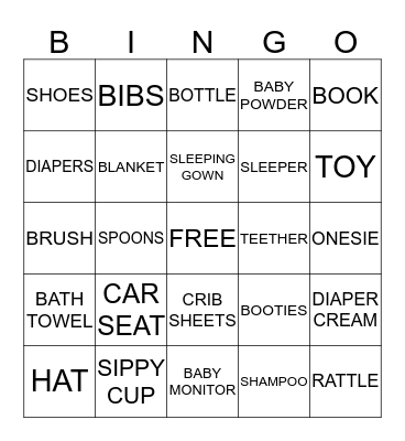 KINGSTON'S BABY SHOWER BINGO GAME Bingo Card