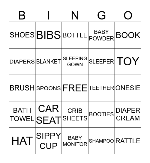 KINGSTON'S BABY SHOWER BINGO GAME Bingo Card