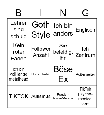 Marginalisiertes Larping Bingo Card